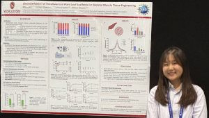 Intern Mina Cho presenting her poster at the Biomedical Engineering Society conference Oct 2025.