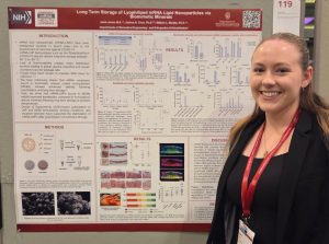 Image of Graduate Student Jamie Jones presenting her poster at the mRNA Health Conference in Berlin.